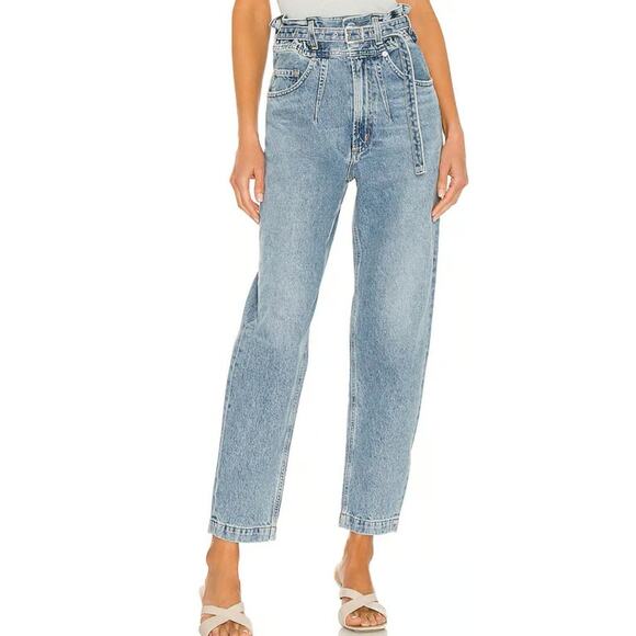 Agolde Denim - Agolde Light Wash High-Rise Paperbag Wide Leg Jeans